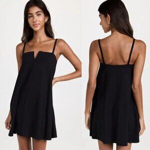 NWT Susana Monaco Flared V-Wire Sleeveless Black Flowy Tank Dress Size: Large